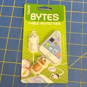 tzumi Bytes Cable Protectors - White and Brown Puppy Dogs